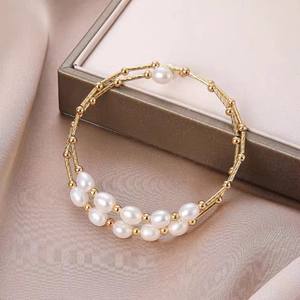 Pulsera de Doble Círculo de Diseño Original, Joyería de Perlas de Agua Dulce de Princesa Sirena, Nuevo Producto de Estilo Chino INS - Product Image 1