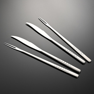 Tenedor coreano para barbacoa de acero inoxidable 304 - Uso en exteriores/hogar - Cuchillo y tenedor para parrilla - Tenedor para carne de res para cocina - Carne para restaurante - Product Image 2