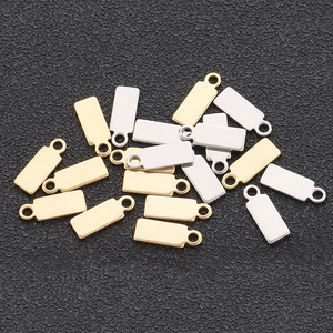 Colgante rectangular de acero inoxidable, color oro y plata, accesorio de joyería DIY para collar o pulsera, 18x6mm H1479 - Product Image 1