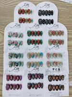 Faux ongles de luxe 3D de haute qualité, motif floral, forme amande moyenne, en acrylique, style French, lot de 10 pièces, couvrance totale, réutilisables, pré-dessinés, pour femmes et jeunes filles