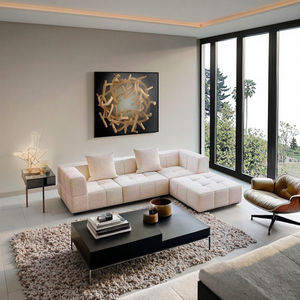 Divano Modulare <span class=keywords><strong>a</strong></span> Forma di L Senza Struttura, Stile Crema, Compresso Sottovuoto per Piccoli Spazi, Divano in Spugna Compressa per Soggiorno - Product Image 5