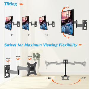 Support mural pivotant pour téléviseur Charmount, VESA max 100x100 mm, compatible avec les téléviseurs de 10 à 32 pouces, inclinaison et rotation, bras robuste pour fixation murale, 62-315 mm - Product Image 3