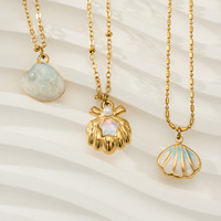 Colliers superposés dorés avec pendentif coquillage pour femme, bijoux fantaisie bohèmes de plage, chaîne délicate et élégante