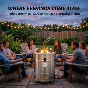 Braciere Portatile in Metallo <span class=keywords><strong>a</strong></span> <span class=keywords><strong>Legna</strong></span> con Griglia BBQ, Ventilazione Naturale, Alta Efficienza, per Campeggio, Cortile, Patio e Giardino - Product Image 4