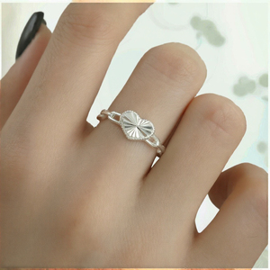 S925 <b>Sterling</b> <b>Silver</b> Open Heart <b>Ring</b> for Women Platinum Plated -Zircon Channel Setting <b>Adjustable</b> Jewelry Gift - Product Image 2