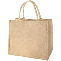 Sacs fourre-tout en jute personnalisables, écologiques et recyclables, avec poignées d'épaule/main, fermeture ouverte, vente en gros d'usine