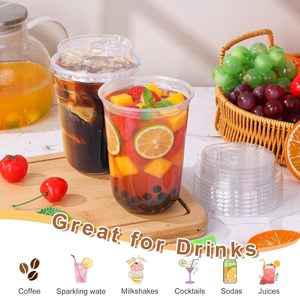 Vasos Desechables Transparentes de Diseño Ecológico y de Lujo, Hechos con Material PET, con Tapa, Multiusos, para Bebidas Frías, para el Hogar y Comercios - Product Image 2