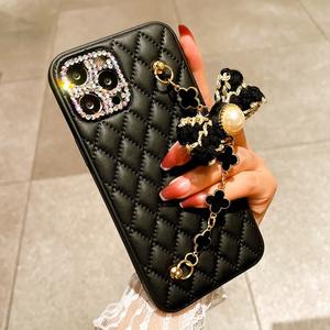 Étui en cuir d'agneau à motif diamant XP986 pour Apple 16 Pro Max, strass iPhone 12 <span class=keywords><strong>Clover</strong></span> XS/14 Soft 13 Nouveau modèle - Product Image 5