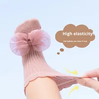 25 paires de chaussettes pour bébés et tout-petits, style coréen, sans couture, en dentelle, amples, antidérapantes, côtelées, avec nœud et motif floral, vendues individuellement