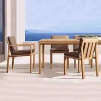 Table et chaises de jardin en teck, résistantes aux intempéries et au soleil, amovibles, en bois massif, pour balcon, villa, terrasse