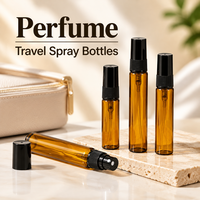 Flacon vaporisateur de parfum en verre brun avec capuchon pulvérisateur noir, rechargeable, vide, portable, pour voyage, parfum, eau de Cologne, vente en gros