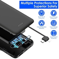 Batteries externes 12W à prix abordable, 10000 mAh, avec câbles intégrés USB Type-C et Micro USB, station d'alimentation