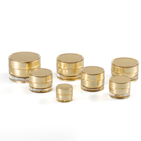 Ensemble de pots et flacons vides en plastique pour crème et lotion, en acrylique doré multi-capacités avec tête de pompe et couvercle transparent