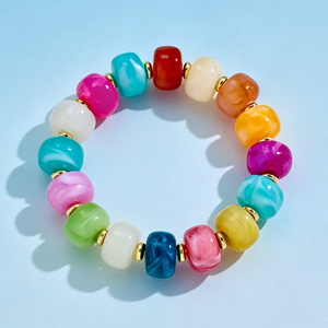 Pulsera de cuentas de resina acrílica colorida estilo bohemio Duoying <span class=keywords><strong>para</strong></span> mujer, brazalete elástico con cuentas de ábaco <span class=keywords><strong>para</strong></span> verano y playa, joyería. - Product Image 2