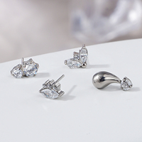 Toposh prix d'usine en gros en stock hypoallergénique clou d'oreille Zircon conque Labret F136 titane Piercing bijoux