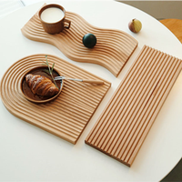 Planche à découper décorative en bois, pour étagère de cuisine, décor maison, plateau de service en hêtre ondulé de style nordique