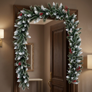 Guirnalda Decorativa Navideña Esmerilada para Colgar en la Pared con Bayas Rojas y Ramitas, Guirnaldas Navideñas Nevadas a Precios de Mayoreo - Product Image 3