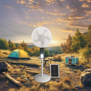 Ventilateur de refroidissement oscillant à hauteur réglable avec moteur sans balais, batterie solaire USB, télécommande et contrôle numérique en plastique - Product Image 2