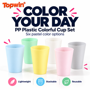 Gobelet en plastique incassable empilable sans BPA, coloré, en PP mat, pour hôtel, salle de bain, restaurant, pour boire de la bière, du jus - Product Image 1