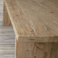 Table à manger Runwood Antique en bois d'orme recyclé patiné, plateau épais pour 12 personnes