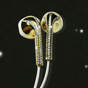 Écouteur OEM personnalisé en or avec diamant écouteur en métal câblé - Product Image 3
