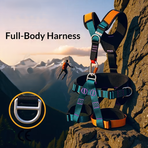 Imbracatura di Sicurezza a Cinque Punti per Lavori in Quota, Arrampicata su Roccia e Soccorso, Imbracatura Completa Confortevole in Poliestere - Product Image 2