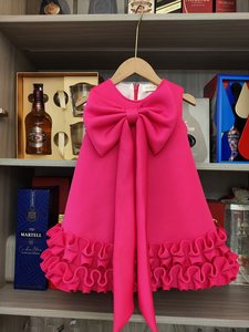 Abito Elegante Personalizzato per Ragazze con Fiocco, Senza Maniche, per Banchetti, Compleanni, Spettacoli, Feste, Natale, con Volant 3D - Product Image 4