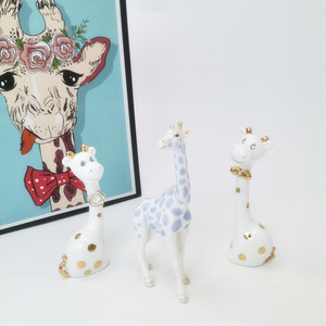 หุ่นเซรามิกลายจุดสีขาวและสีฟ้า,ตุ๊กตายีราฟรูปปั้นศิลปะสำหรับตกแต่งบ้านและสำนักงานเดสก์ท็อปของขวัญปี2022 - Product Image 6