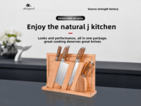 Ensemble de 8 couteaux de cuisine en acier 9cr18mov avec manche en bois coloré et planche à découper en bambou pour la maison, le restaurant, les cadeaux et la cuisine
