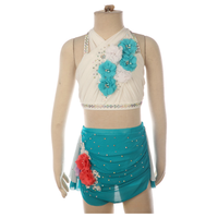 Robe de patinage artistique de luxe à deux pièces pour filles, avec strass, pour la danse sur barre, la compétition, la performance, la gymnastique