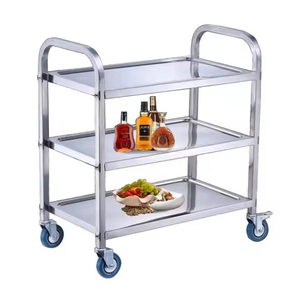 Chariot de service mobile à trois niveaux en acier inoxydable pour hôtels, restaurants, cuisines commerciales et salles à manger - Product Image 1