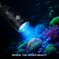 Lampu Video Bawah Air Senter Selam LED Merah Biru Putih untuk Fotografi IP68 Tahan Air 100m 3600 Lumens Senter