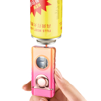 Briquet à flamme jet/flamme douce, briquet à flamme ouverte, rechargeable au butane, en métal bleu, pour cigarettes, moderne, avec logo personnalisé