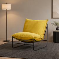 Fauteuil Sling de Luxe Simple et Confortable avec Coussin en Velours Épais, Chaise Simple pour Café et Mobilier Commercial