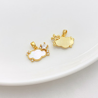 Pendentif Ourson Tulipe en laiton plaqué or 18 carats, inaltérable, avec nacre, fait main, pour bijoux DIY, bracelets et colliers mignons pour enfants