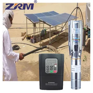 Solar Well Pump Systems 6Inch 2HP 1500W 110V Stainless Steel DC Solar Powered Submersible Deep Well Pump Irrigation Water Pump With Solar Panel