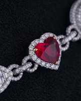 Ensemble de bijoux de luxe pour homme en or 9K-18K personnalisé, avec diamant de laboratoire véritable, chaîne cubaine baroque, pendentif serti de rubis et saphirs avec certificat IGI