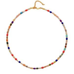 Collar de Moda con Cuentas de Acero Inoxidable y Colgante de Piedra Natural en Forma de Cilindro Pequeño Zoryn para Mujer - Product Image 5