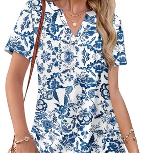 2025 New Women's Floral Mini <b>Dress</b> V-Neck <b>Short</b> Sleeves Natural Waistline Spring/Autumn Summer <b>Weddings</b> <b>Beach</b> Resorts Washable - Product Image 3