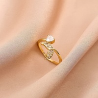Anillo Ajustable de Latón con Gema en Forma de Cola de Pez para Mujer - Joyería Chapada en Oro de 18K Estilo Vintage Moderno y Diseño Individual