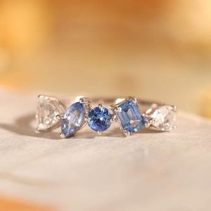 Pendientes <span class=keywords><strong>de</strong></span> Moda para Mujer, Estilo <span class=keywords><strong>Instagram</strong></span>, Geométricos, Color Azul Arcoíris, Chapados en Oro, con Incrustaciones <span class=keywords><strong>de</strong></span> Circonitas Coloridas, Estilo Europeo Americano - Product Image 2
