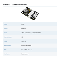 Module de capteur gyroscope et accéléromètre 6 axes MPU6050 I2C pour détection de mouvement et d'inclinaison pour robot auto-équilibré Arduino