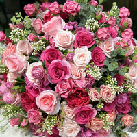 Centre de table en rose artificielle rose et violette de luxe de 80 cm/50 cm, arrangement floral élégant pour mariage, banquet et décoration de fête
