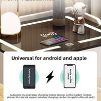 Table de chevet moderne et intelligente avec chargeur sans fil, lumière LED, verrouillage tactile en acier, MDF gris, bois écologique durable