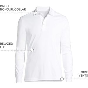 Camisa Polo de Manga Larga para Hombre FOXA, de Algodón Supima, con Botones, Antiarrugas, Tejido Piqué - Product Image 5