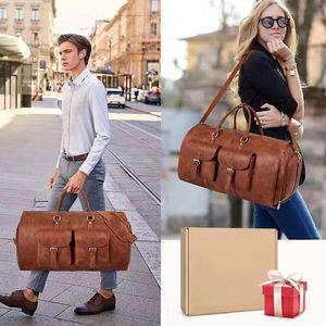Bolsa de viaje impermeable para trajes de fábrica BSCI, bolsa de lona grande para ropa, bolsa de lona de cuero para ropa con bolsa para cosméticos y compartimento para portátil - Product Image 6