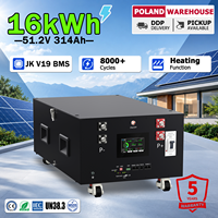 Batterie LiFePO4 51,2 V 314 Ah 280 Ah 16 kWh 15 kWh en stock en Pologne avec BMS JK V19 pour stockage d'énergie hybride
