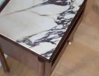 Table d'appoint en marbre Calacatta Viola, table basse en pierre naturelle, table d'appoint violette avec tiroir, taille personnalisée pour la maison
