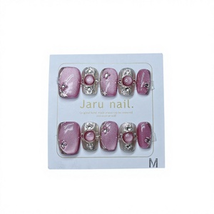 Uñas Postizas Blancas de Alta Gama Sunshine Rose Buchelati Hechas a Mano con Diseño de Diamantes de Imitación - Product Image 1