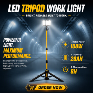 Lámpara de Trabajo Móvil a Prueba de Explosiones, 180W LED, con Trípode, Luz Roja y Azul para Seguridad Industrial - Product Image 1